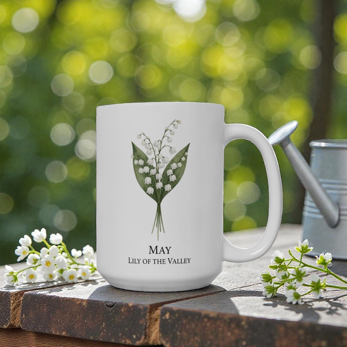 May Birth Flower Lily of the Valley Mug | 15oz Ceramic