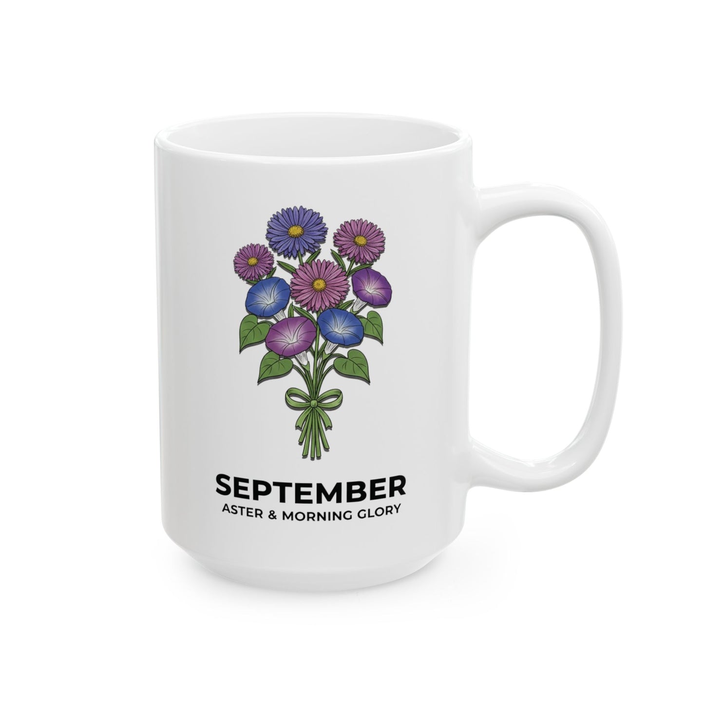 September Birth Flowers Aston and Morning Glory Mug | Ceramic  15oz