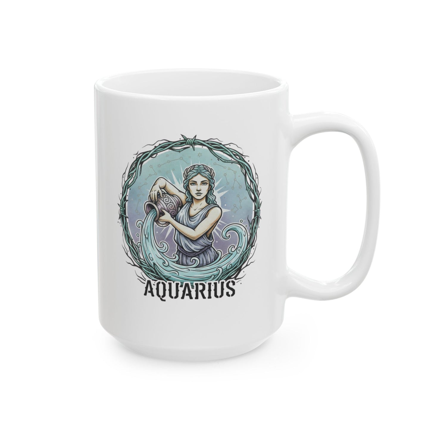 Aquarius Zodiac Coffee Mug | Astrology Ceramic Mug 15oz