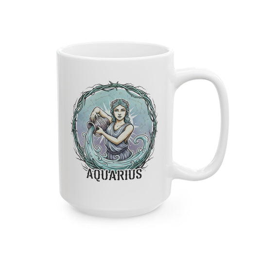 Aquarius Zodiac Coffee Mug | Astrology Ceramic Mug 15oz