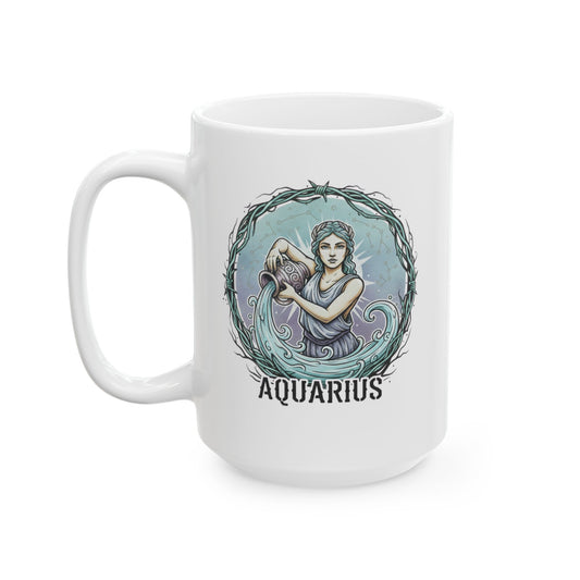 Aquarius Zodiac Coffee Mug | Astrology Ceramic Mug 15oz