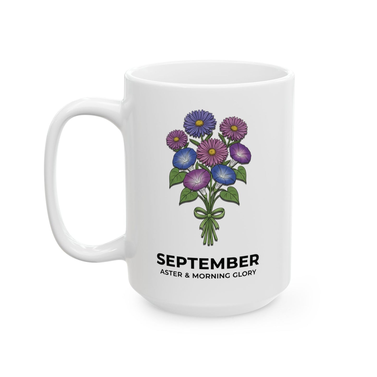 September Birth Flowers Aston and Morning Glory Mug | Ceramic  15oz
