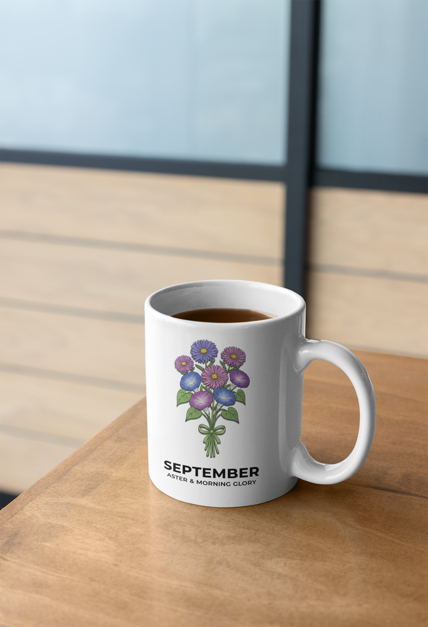 September Birth Flowers Aston and Morning Glory Mug | Ceramic  15oz