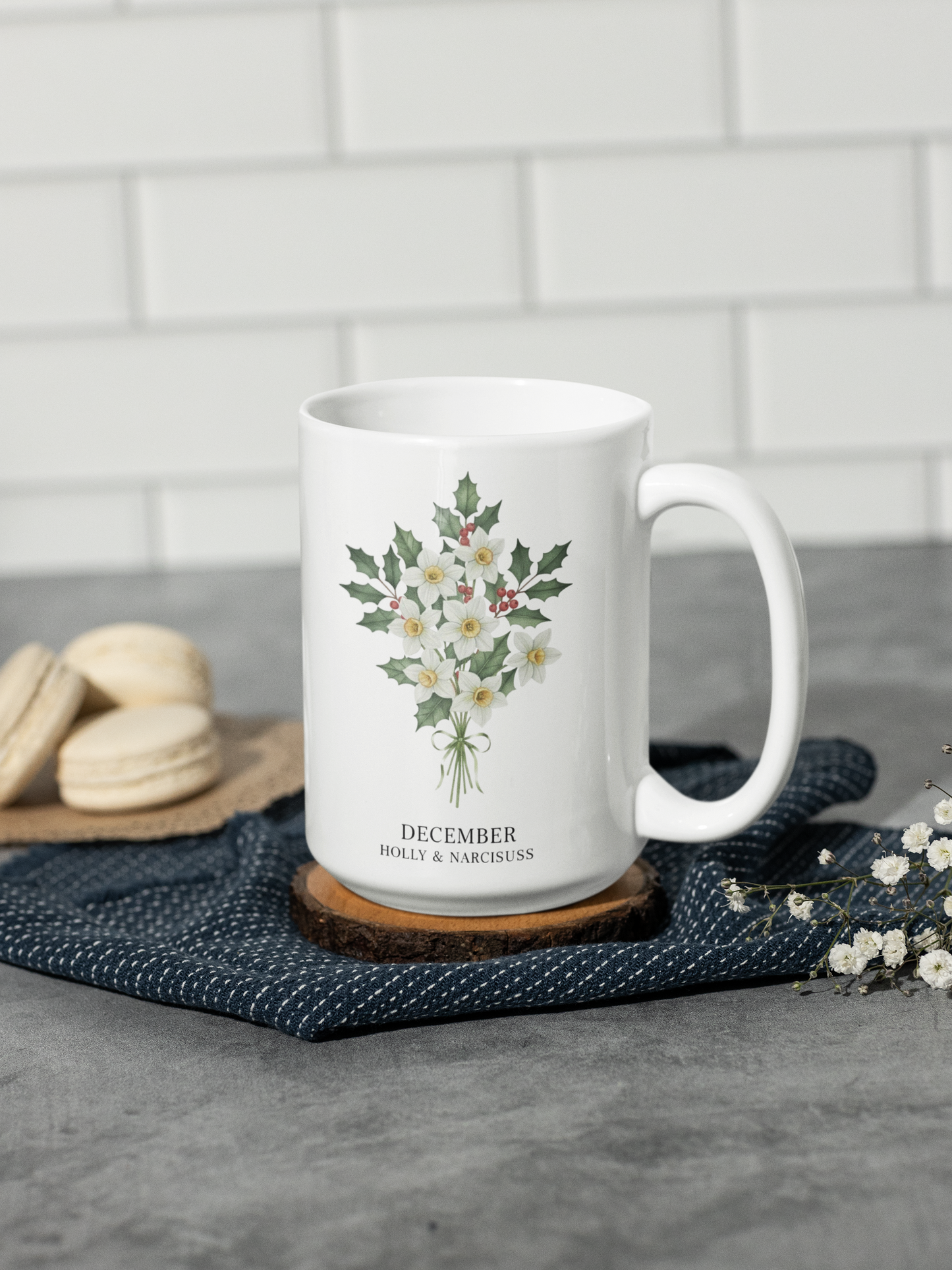 December Birth Flowers Holly and Narcissus