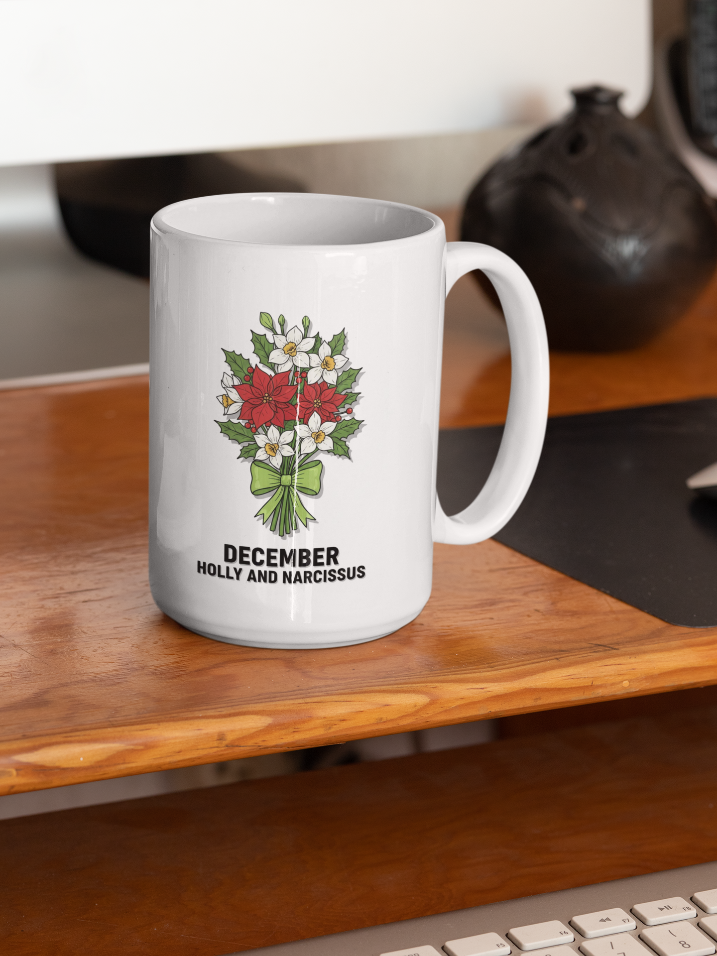 December Birth Flowers Holly and Narcissus