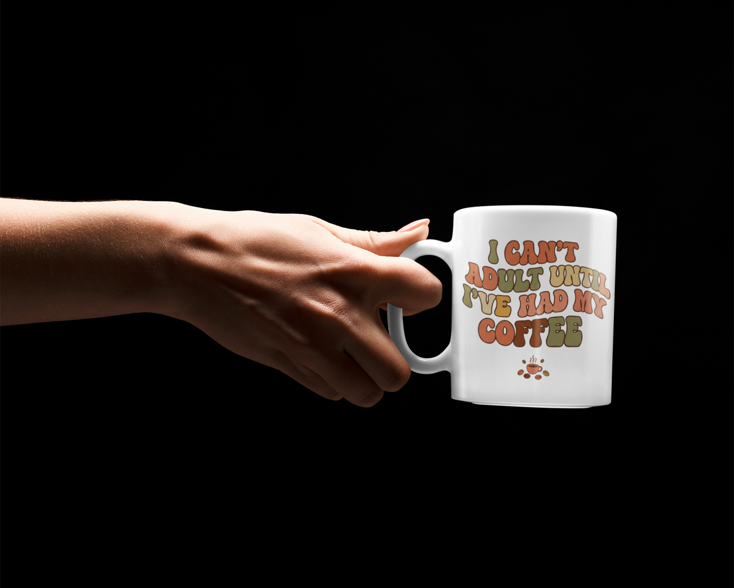 Retro "I Can't Adult Until I've Had My Coffee" Ceramic Mug 15oz