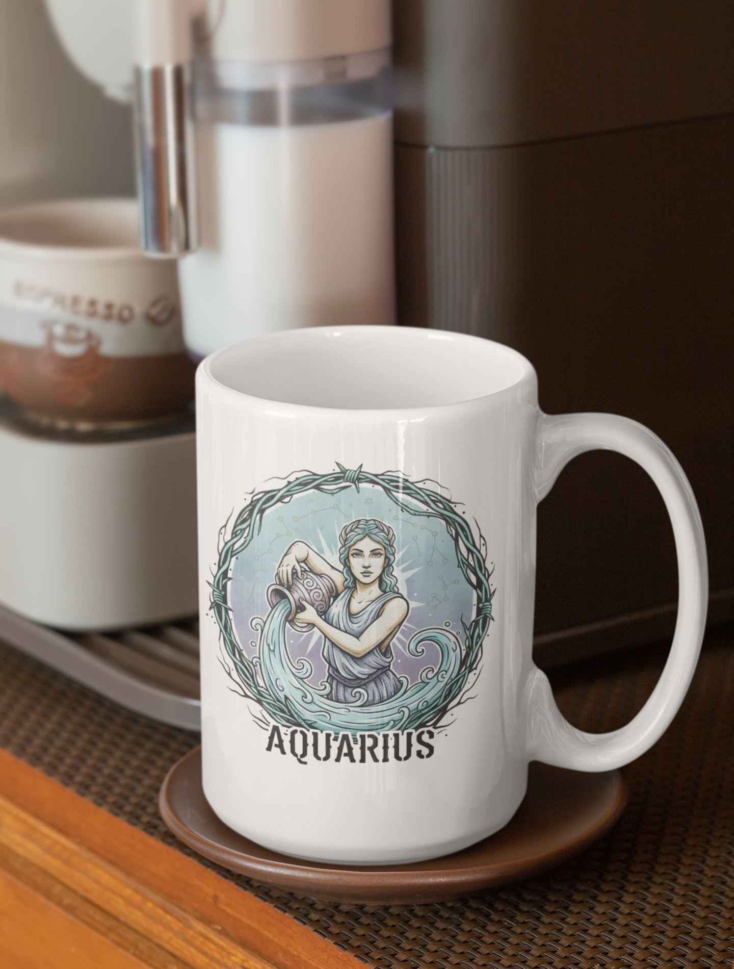 Aquarius Zodiac Coffee Mug | Astrology Ceramic Mug 15oz