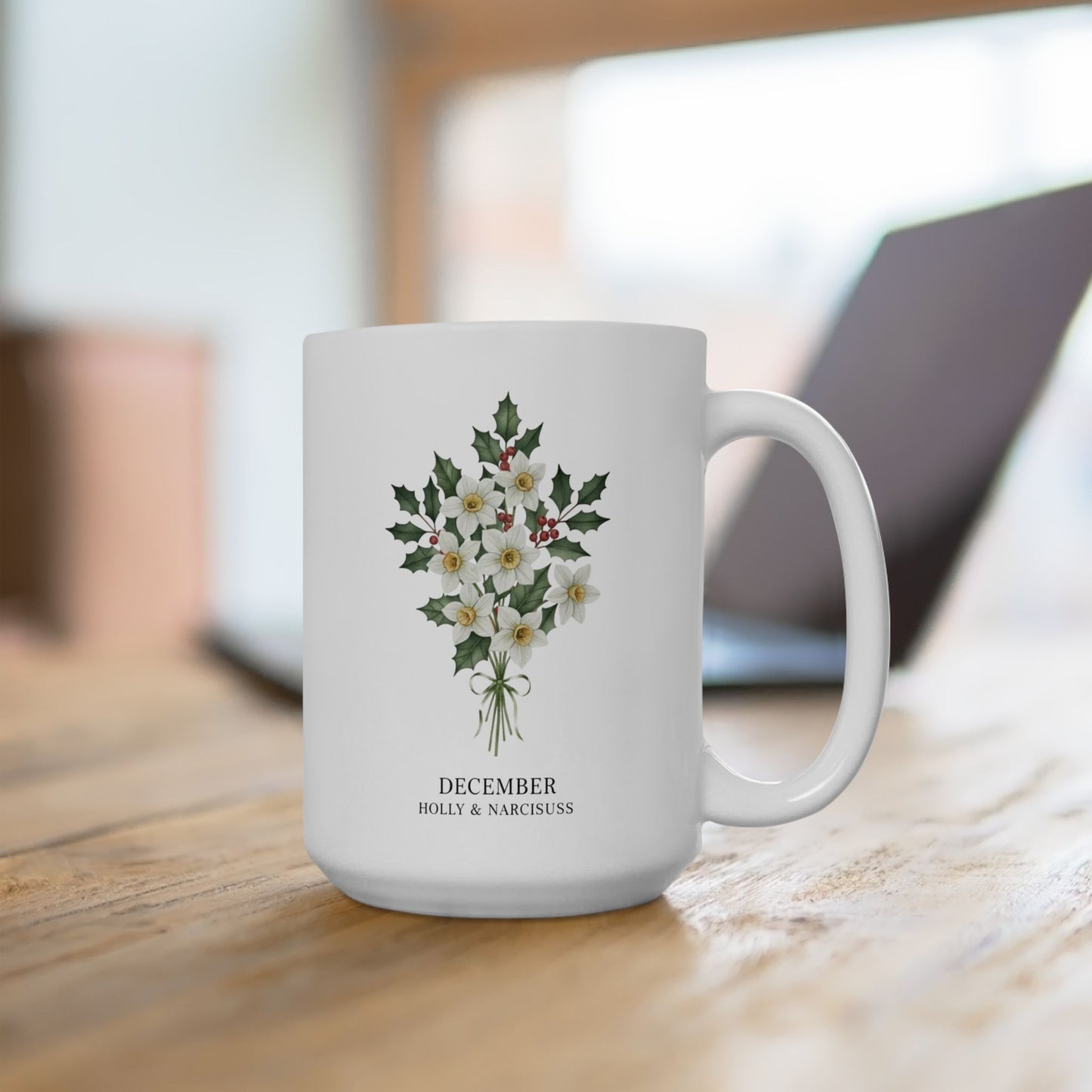 December Birth Flowers Holly and Narcissus