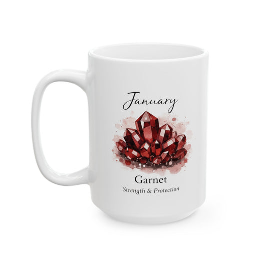 January Birthstone Coffee Mug — Garnet 11oz & 15oz Ceramic