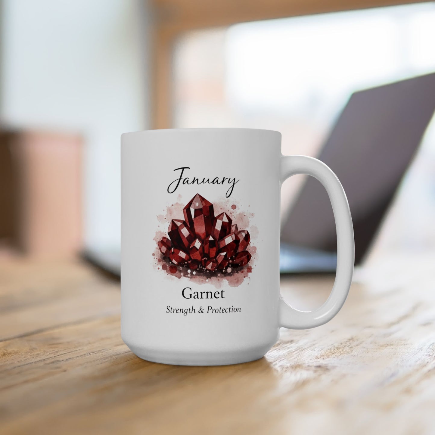 January Birthstone Coffee Mug — Garnet 11oz & 15oz Ceramic