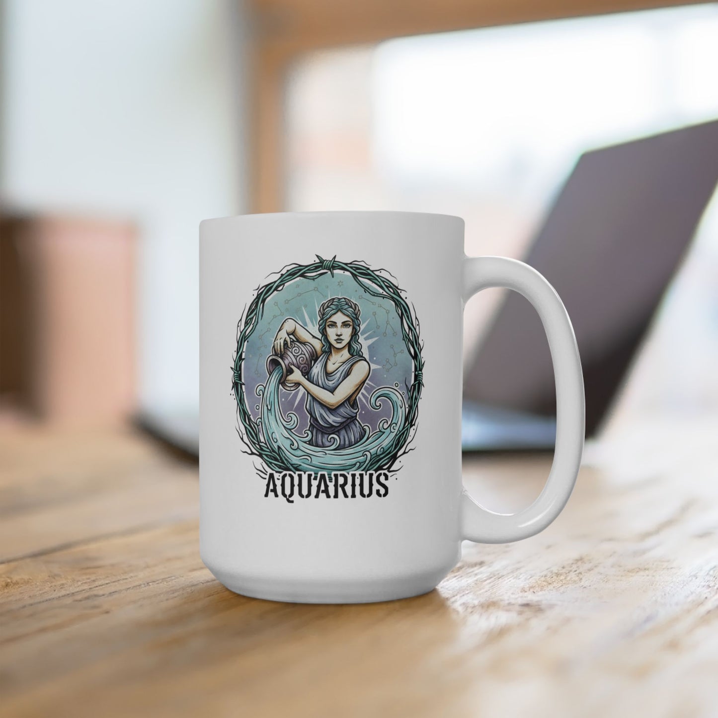 Aquarius Zodiac Coffee Mug | Astrology Ceramic Mug 15oz