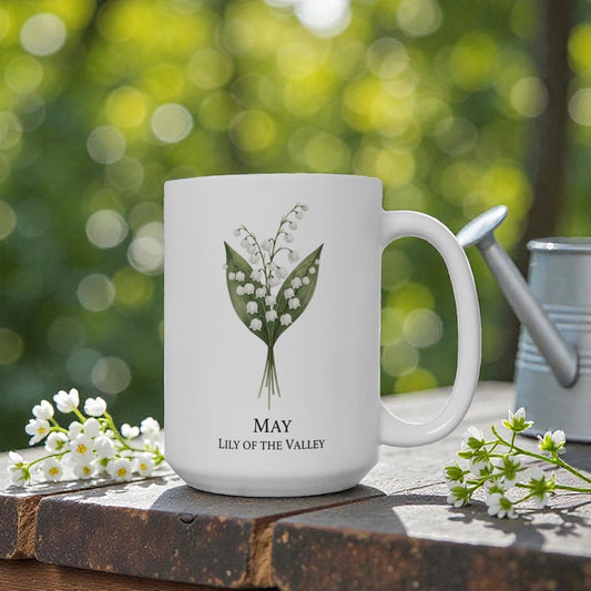 May Birth Flower Lily of the Valley Mug | 15oz Ceramic
