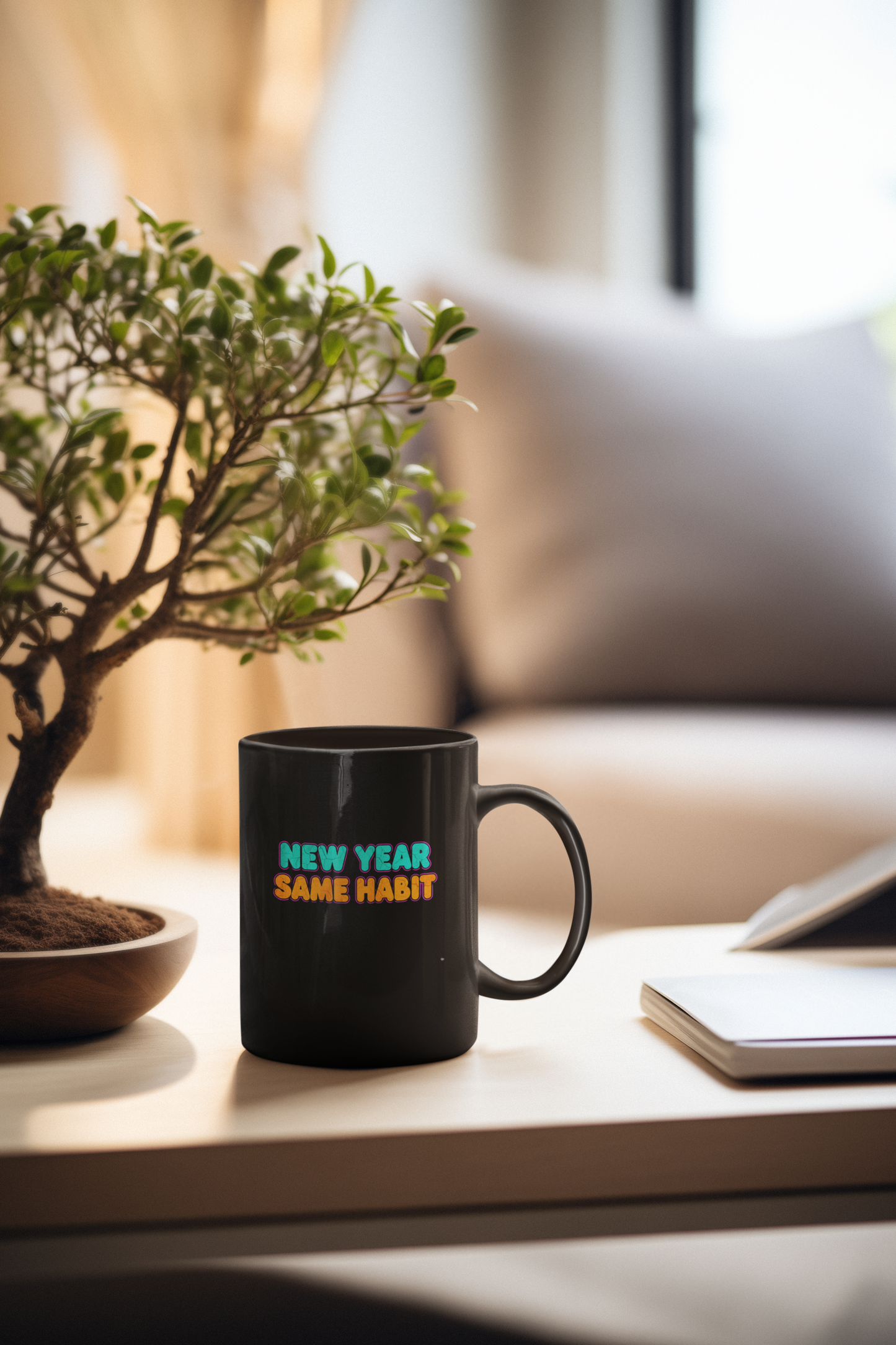 New Year Same Habit Mug | Black Ceramic Coffee Cup